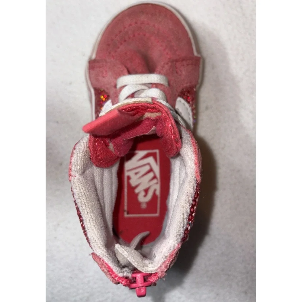 Vans Pink High Top Shoes With Pink Sequins, Toddler Size 6 - Picture 9 of 9